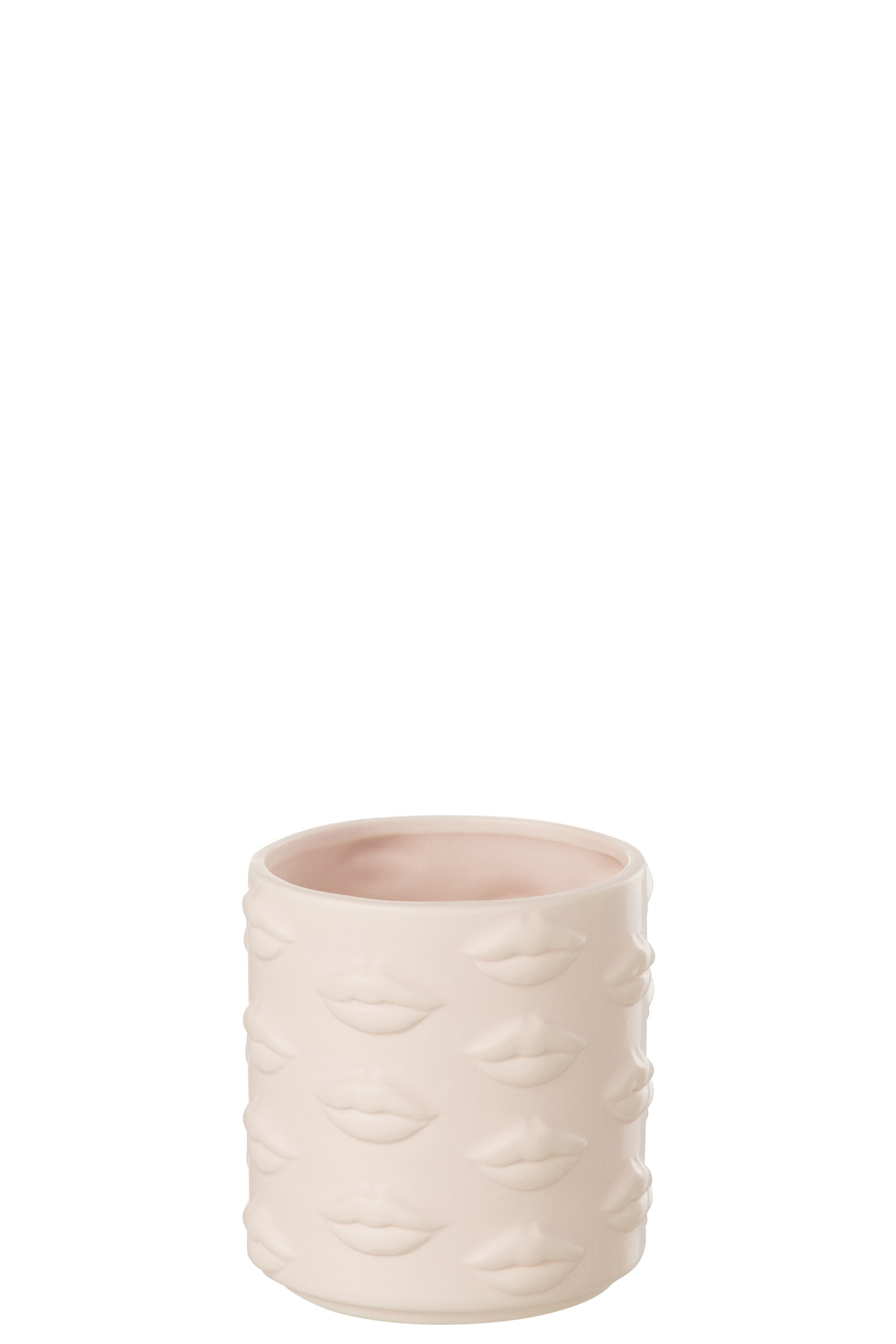 J-Line bloempot Kus Dolomiet - keramiek - roze - 2 stuks - Ø 14 cm