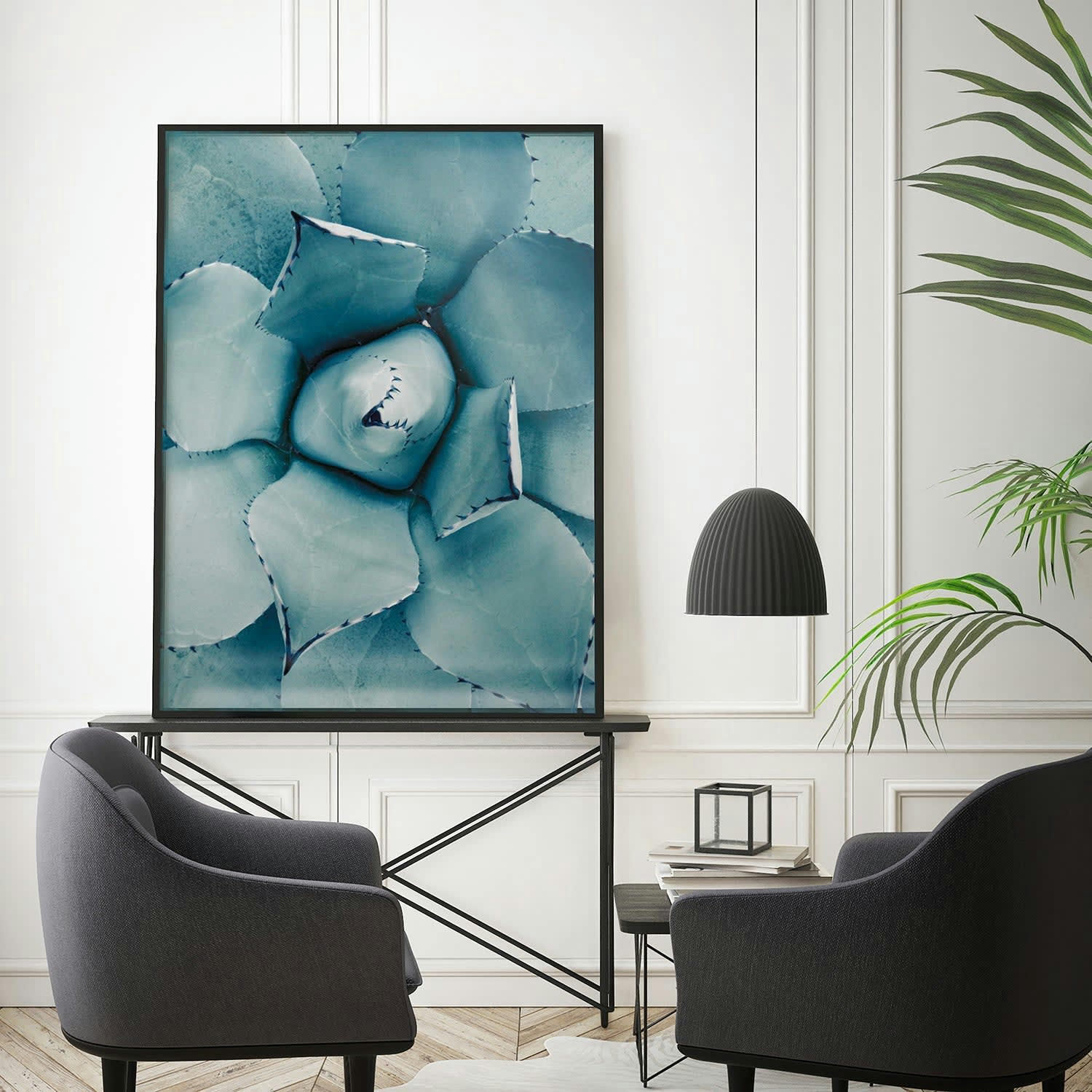 SUCULENTAS - Affiche avec cadre noir - Aloe Vera - 50x70