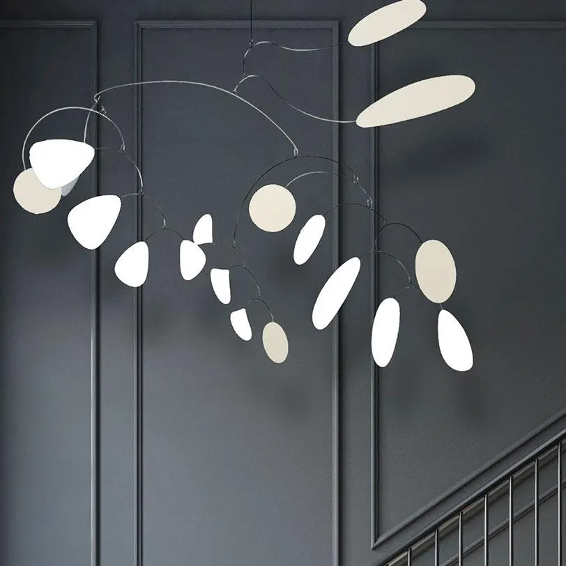 Extra Large Modern Mobile: Geometric Steel Art - White & Cream