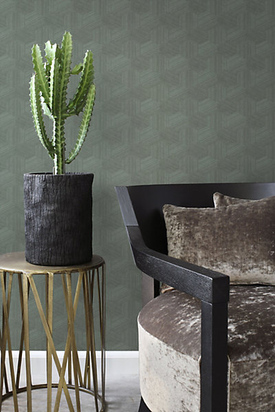 Origin Wallcoverings papier peint graphique 3D vert grisé 50 x 900 cm
