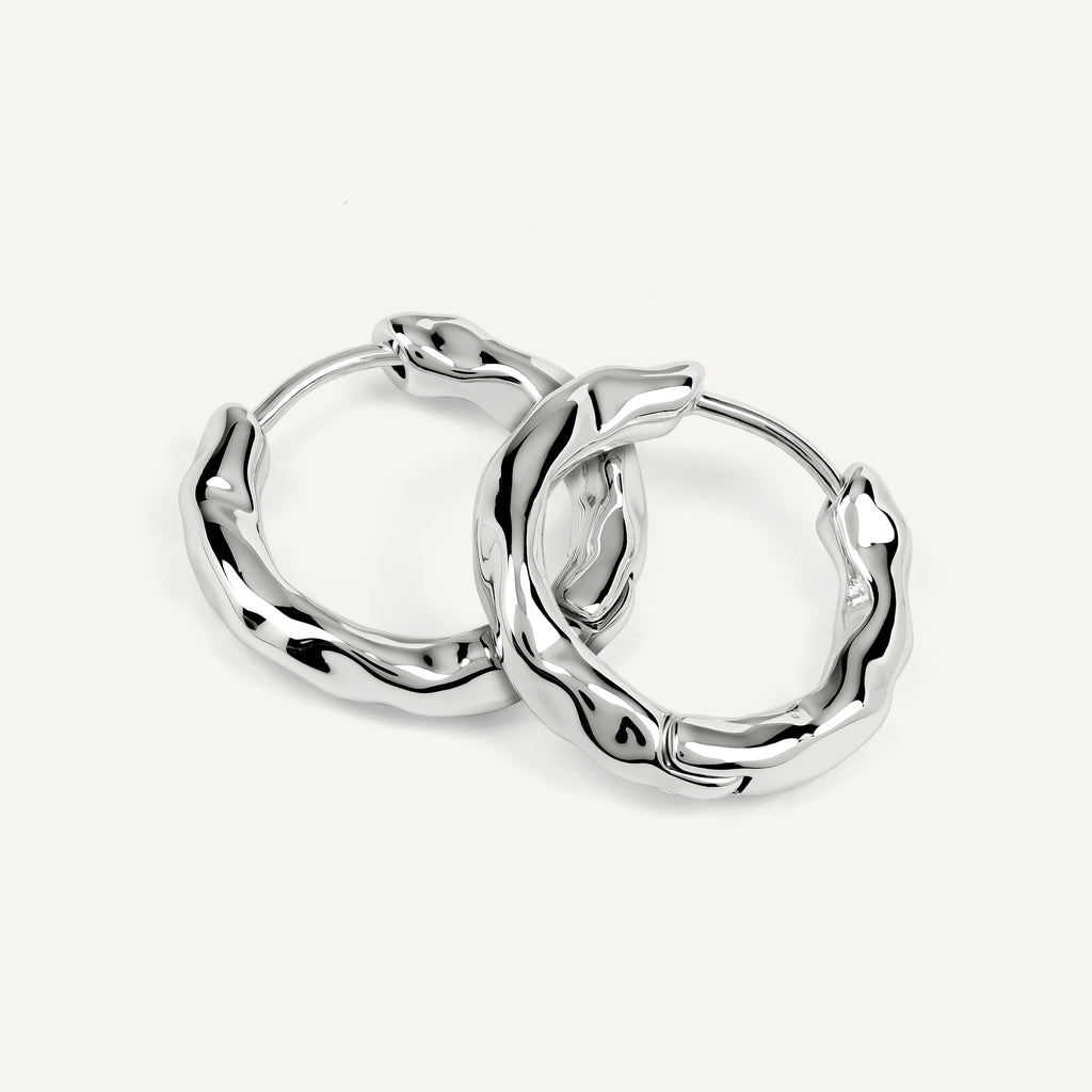 Hadley Lane - Silver Plated Hammer Hoop Earrings