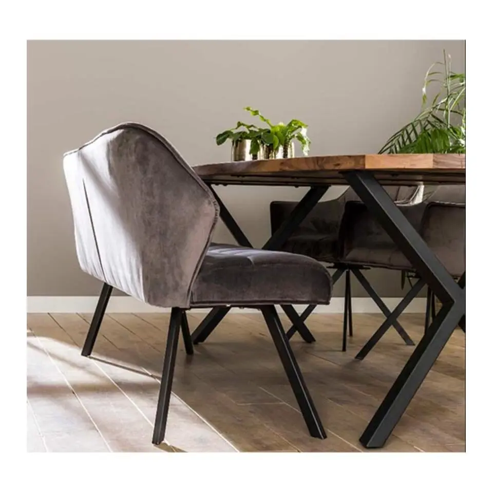 Kalfort Eetkamerbank Kelly velvet antraciet 190x59x84cm