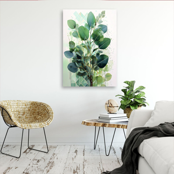Feeby Obraz nowoczesny, Liście Zielone Geometryczne 40x60