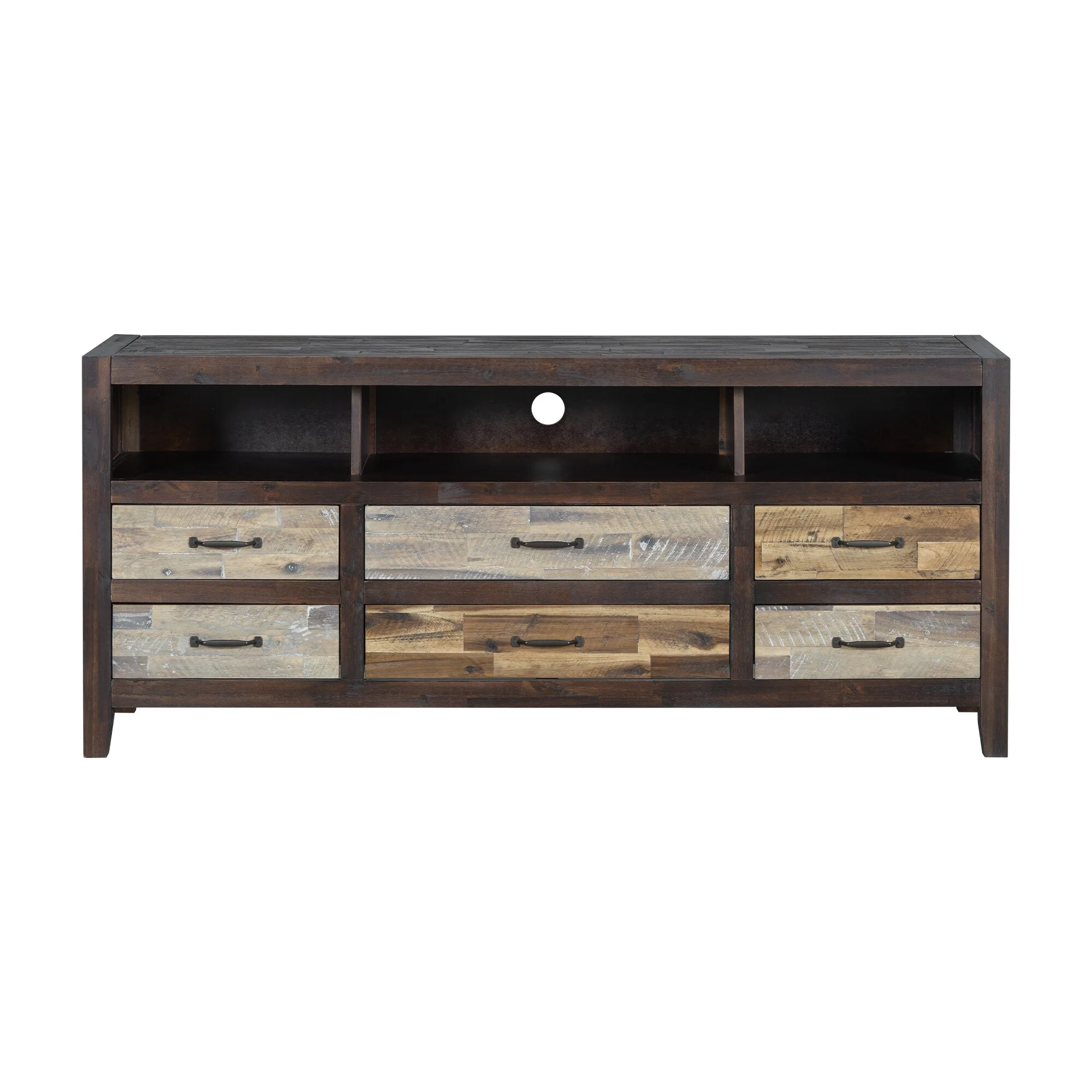 Retro Distressed Wooden TV Stand for TVs up to 65 Inches - 63.8 D x 18.9 W x 28.1 H