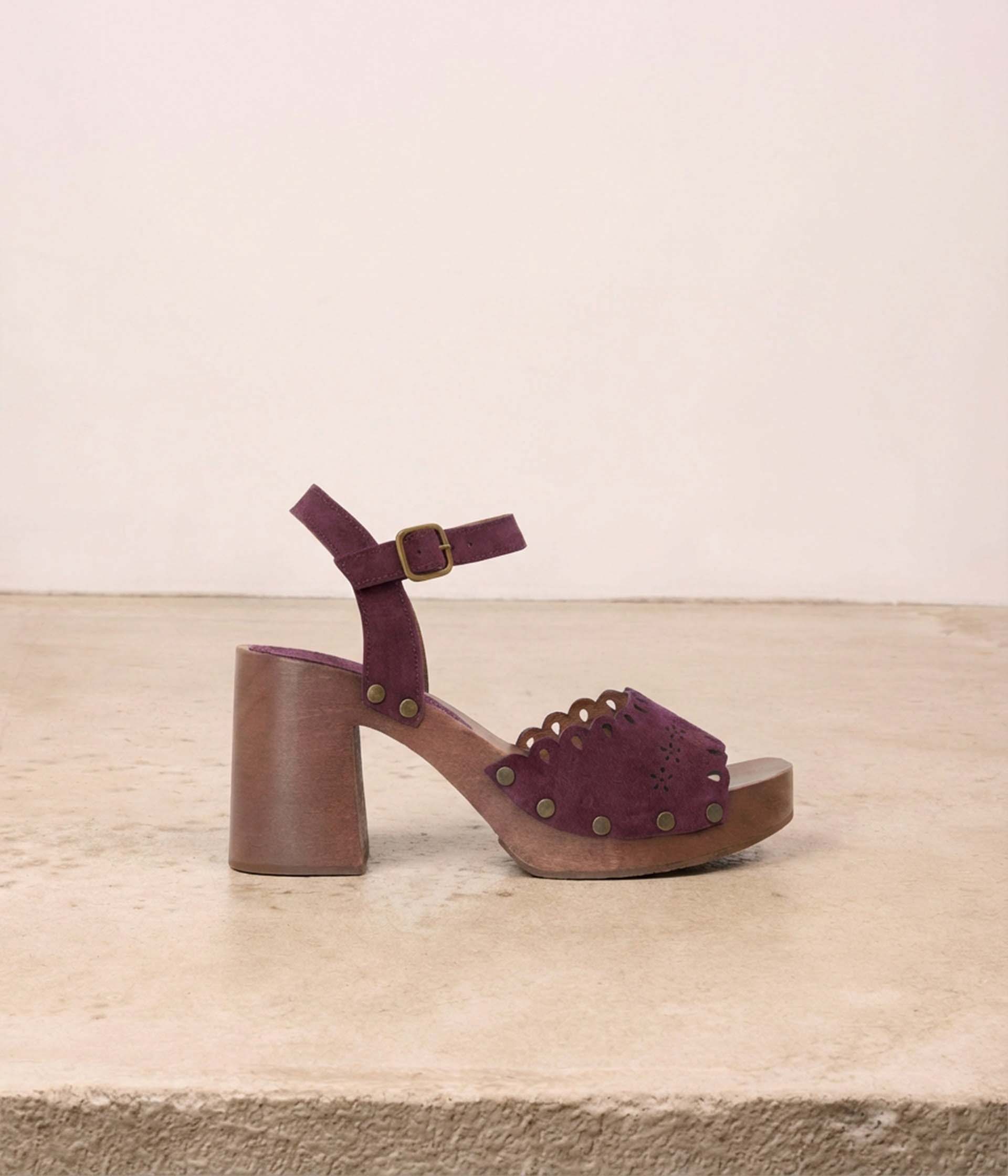 Sandales velours prune Carlota