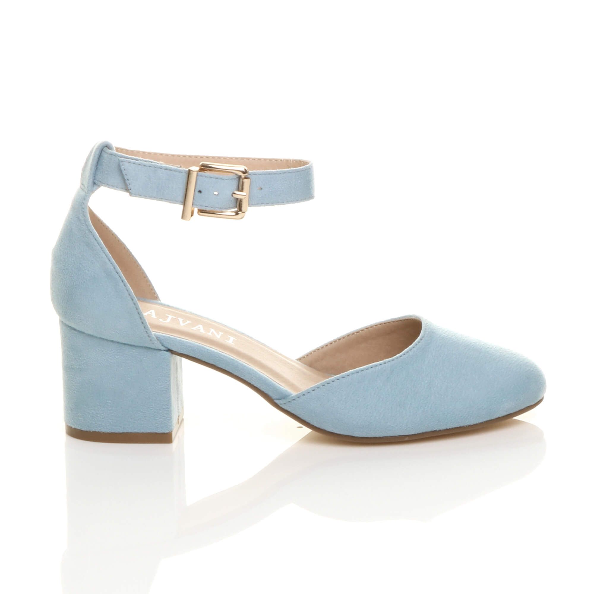 AJVANI Mid Block Heel Ankle Strap 2 Part Heels