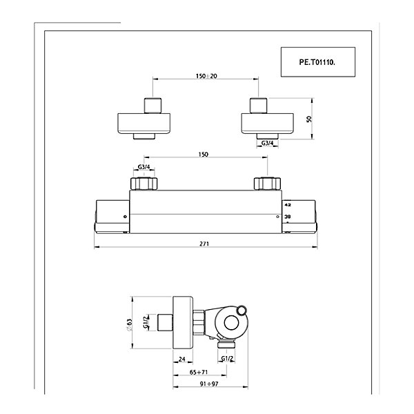 Mitigeur douche thermostatique chromé Essebagno Prime