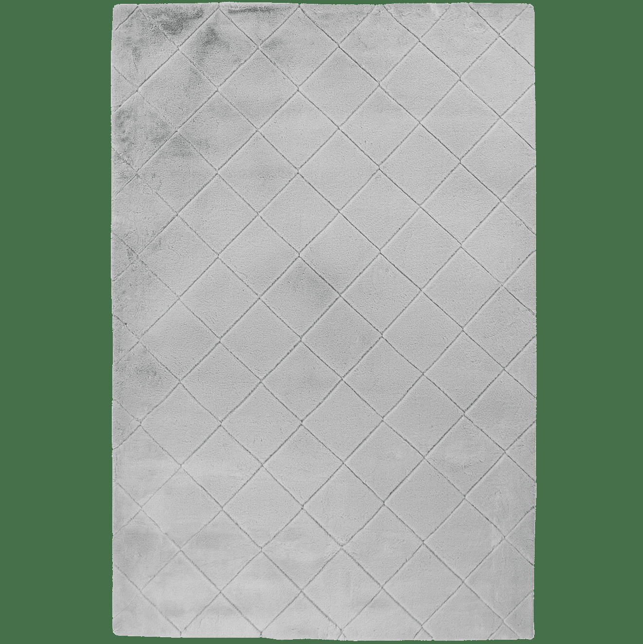 FUR - Tapis super soft à motif 3D losanges gris souris 80x150cm