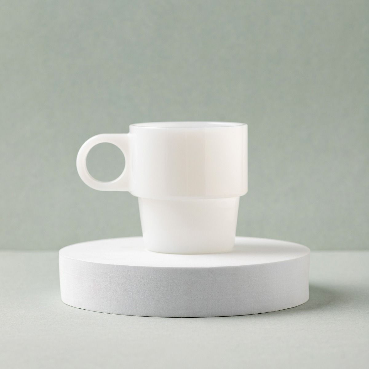 Szklanka PALLORA z uchem z mlecznego szkła biała 0,25 l