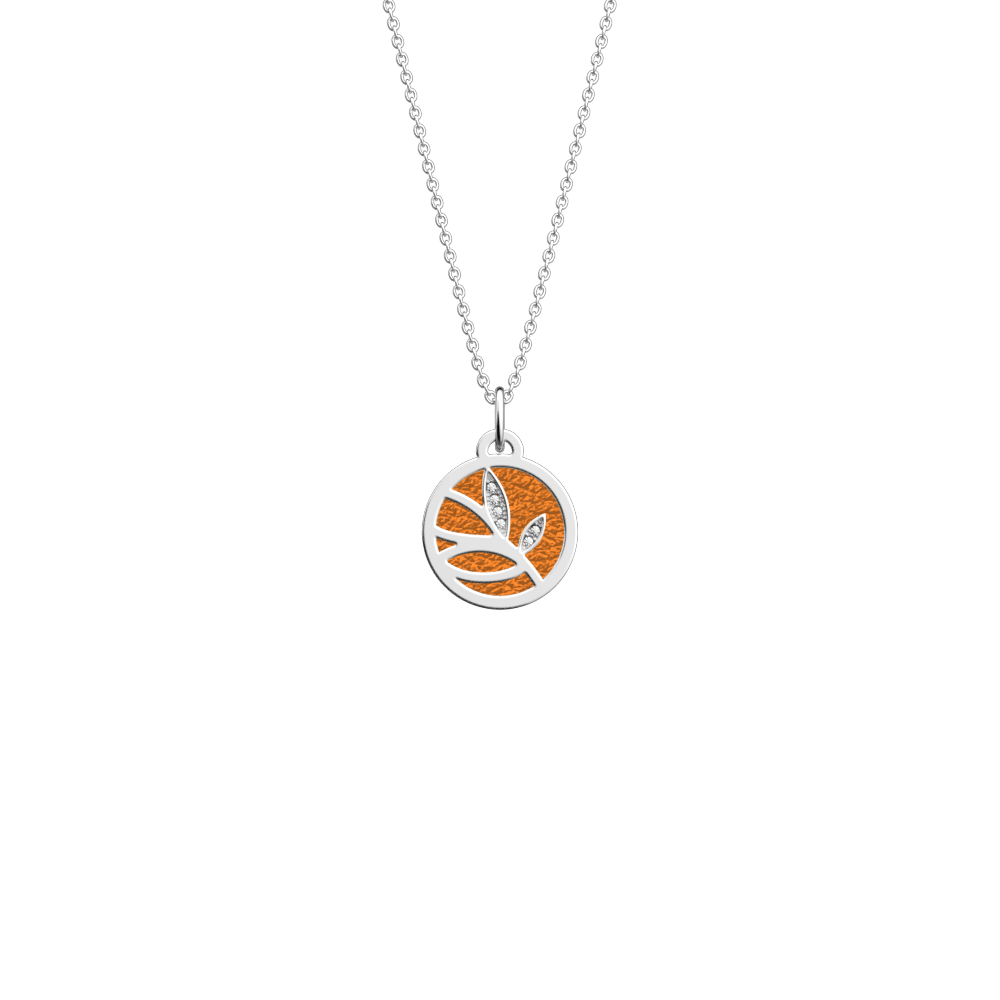 Collier Arbre de Vie, cuir réversible églantine / Pétunia