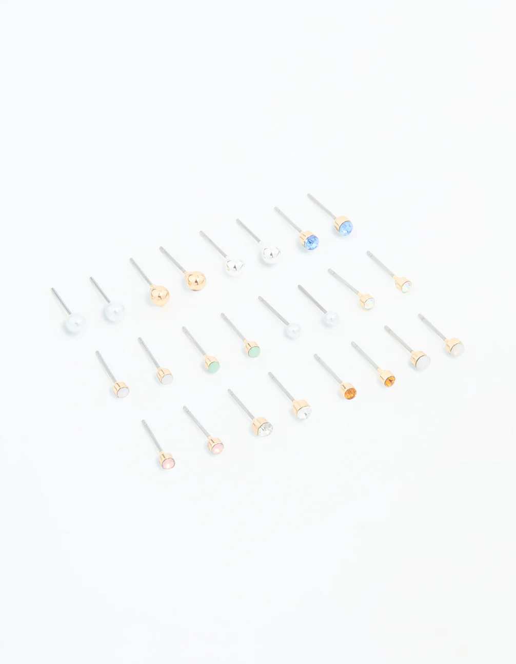 Gold Mixed Basic Small Stud Earrings 8-Pack