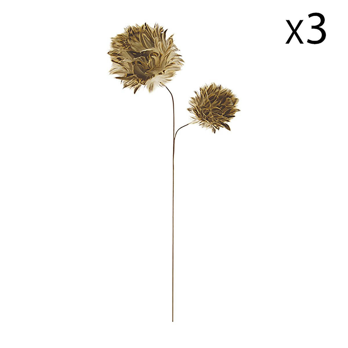 - Set de 3 fleurs en plumes de canard h70cm