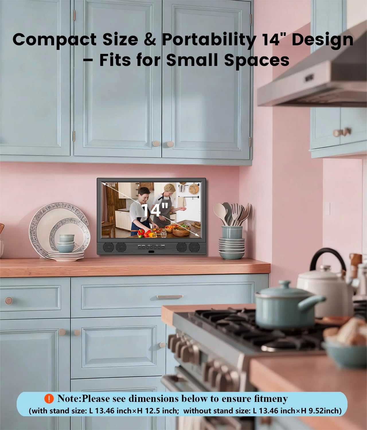 Feihe 14 Inch Small Smart TV  HD LED Flat Screen Smart TV with ATSC Tuner/HDMI/USB/AV for Kitchen  RV  Camper  Bedroom or Travel Use
