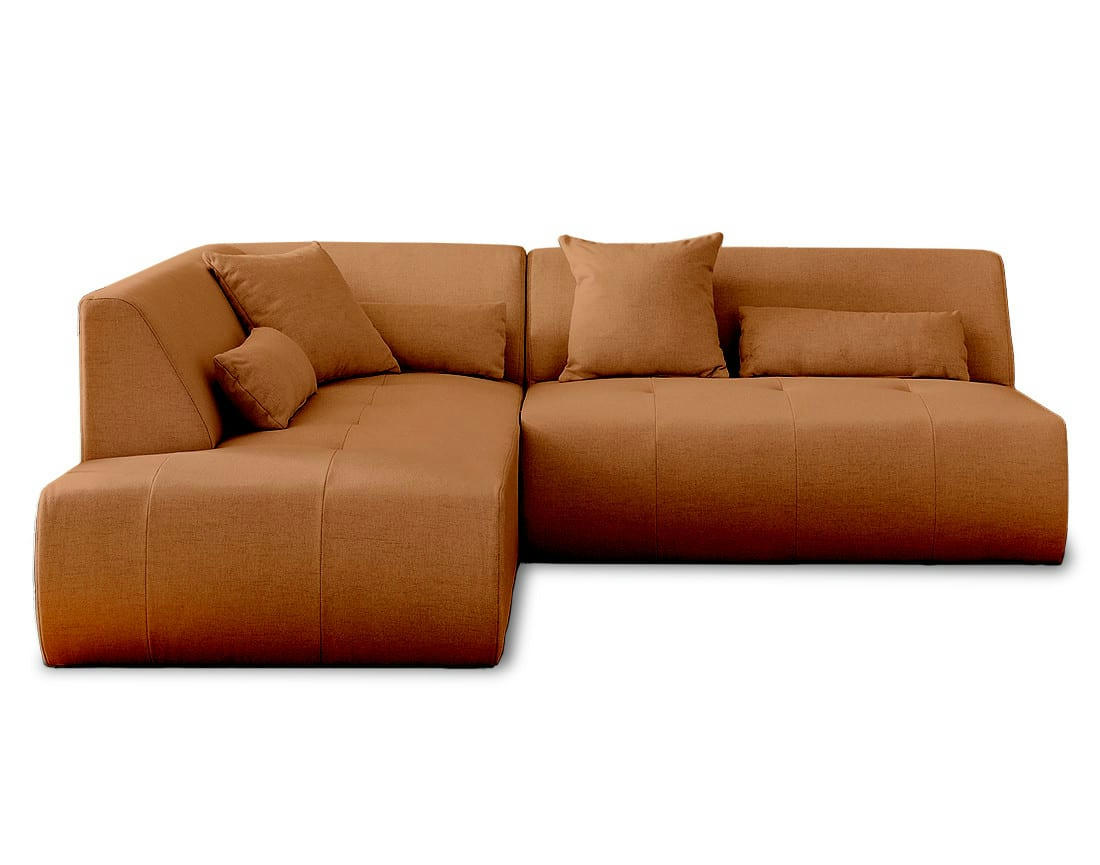 ONYX - Canapé modulable 5 places angle gauche en tissu rouille