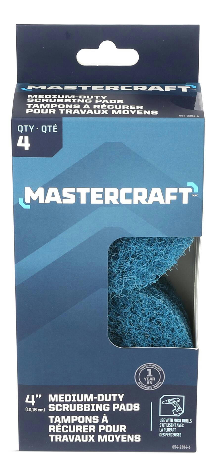 Mastercraft Non-Woven Scrubbing Pad, Medium, 4-in, 4-pk
