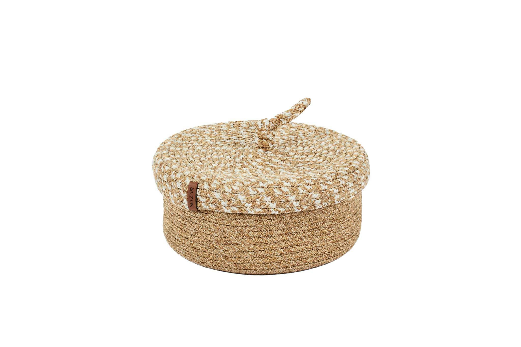 CALI - Panier bicolore aspect jute fait main beige - 20x34