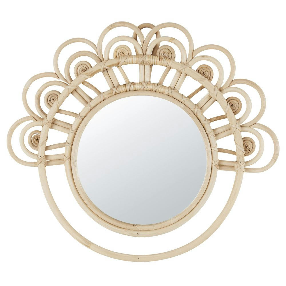 PAON - Miroir en rotin beige 40x35