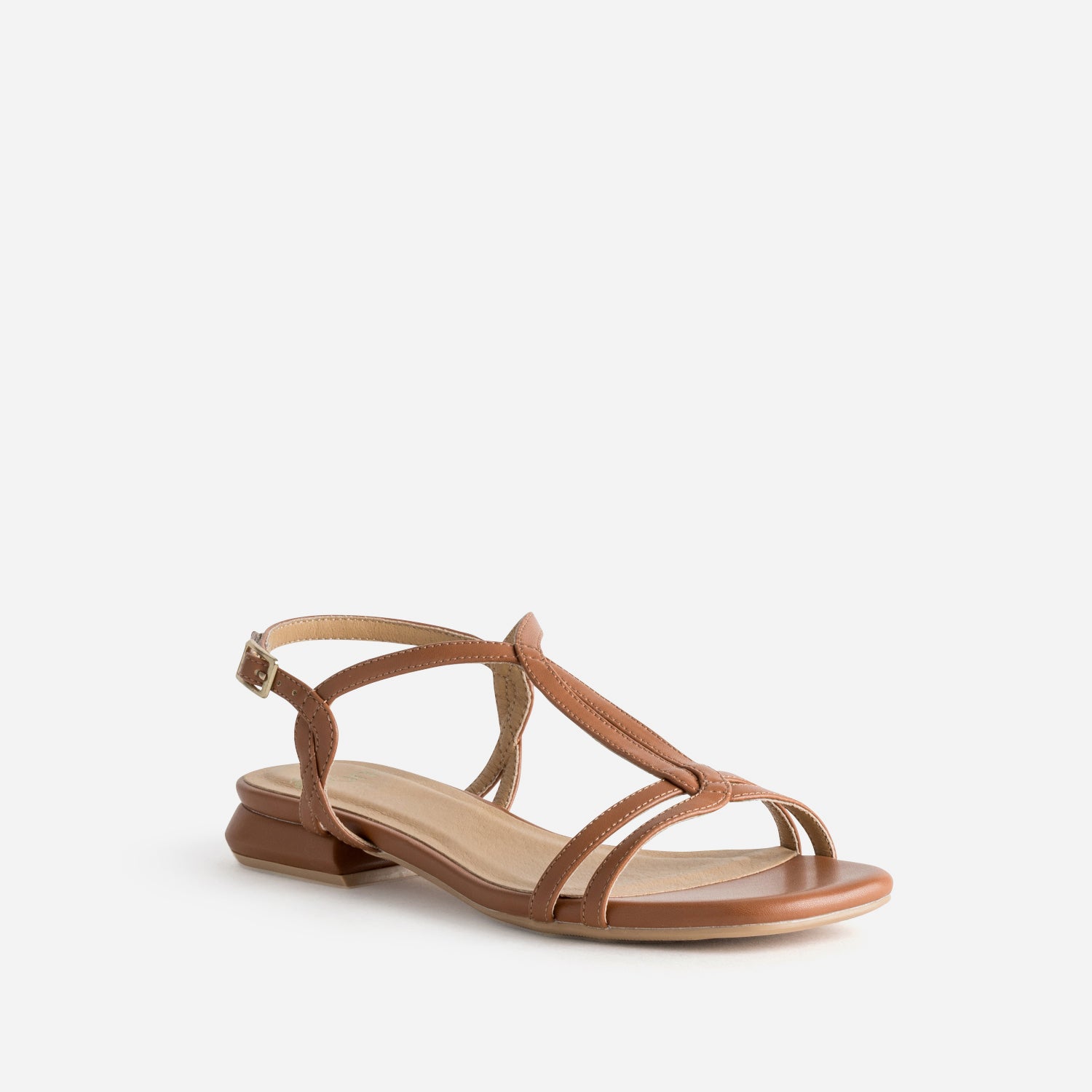 Sandale cognac brides entrelacées