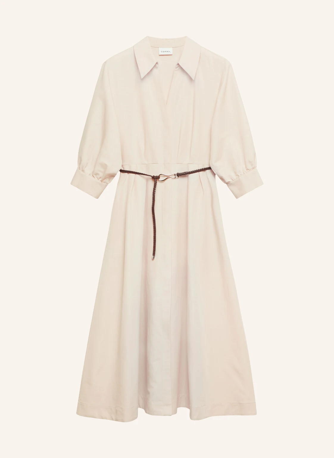 COMMA Kleid mit 3/4-Arm und Leinen