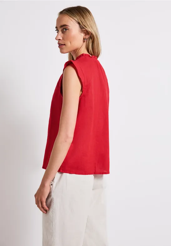 Leinenmix-Bluse mit Rüschen