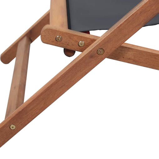 NNEVL Folding Beach Chair Fabric and Wooden Frame Grey