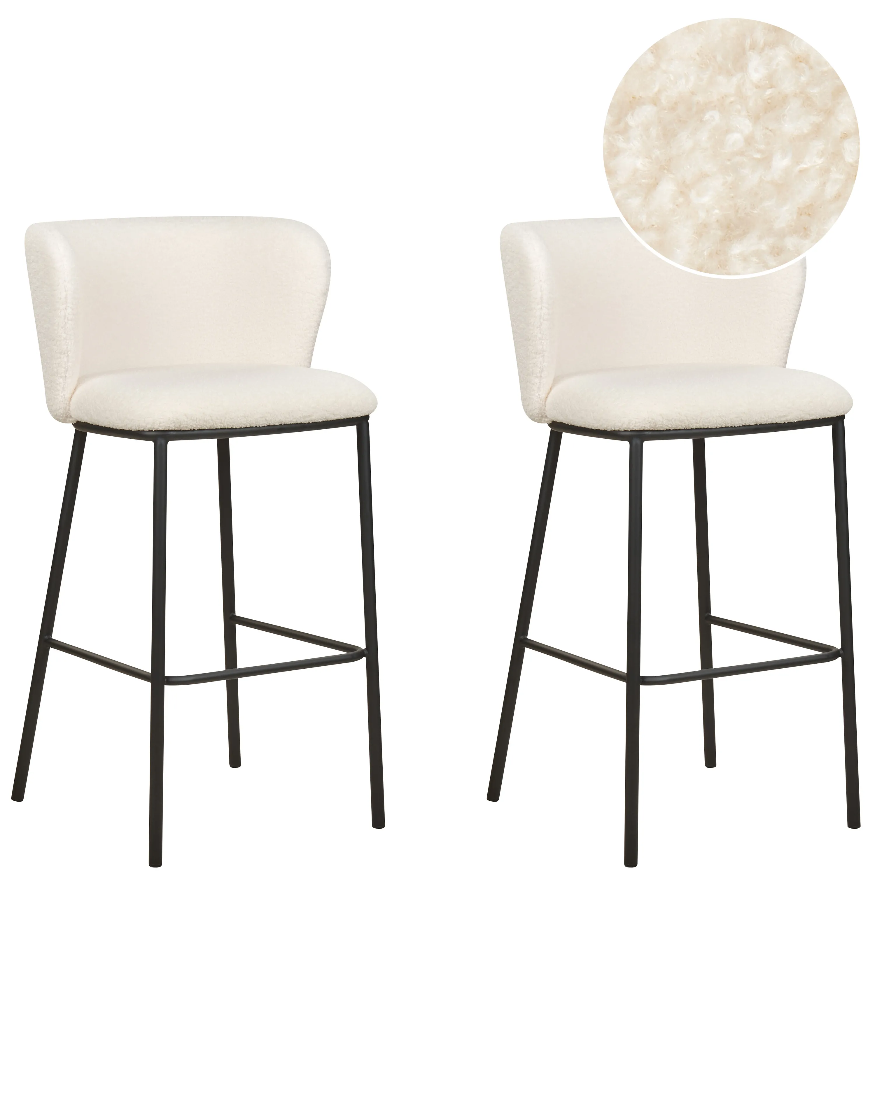 Set of 2 Bar Chairs MINA Boucle White