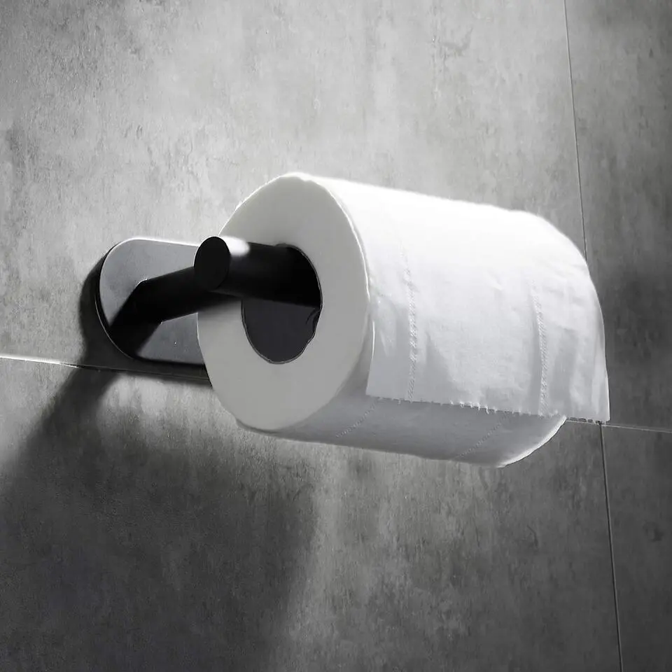 XIVADA Toiletrolhouder Nino - Rvs - Zelfklevend - Zwart