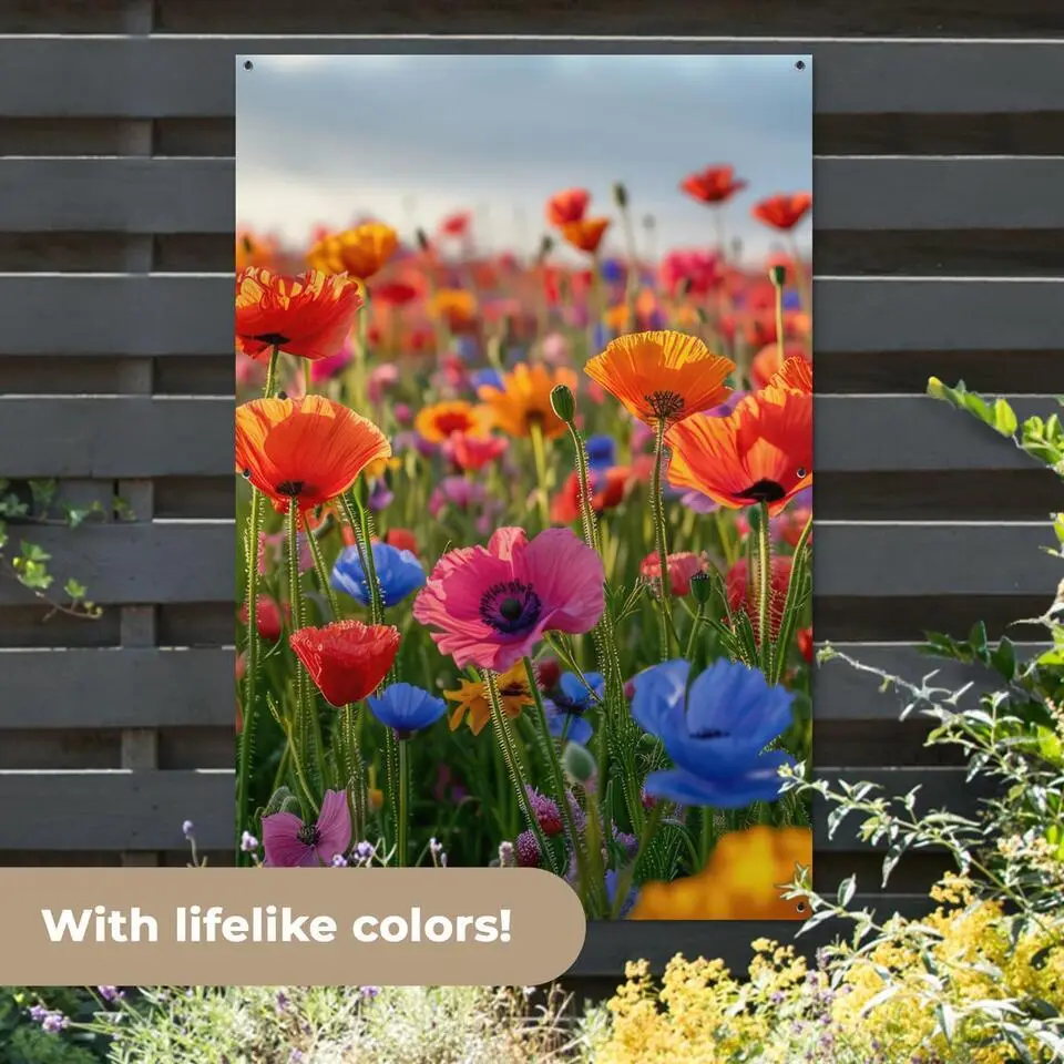 MuchoWow Tuinposter 120x180cm Bloemen Klaprozen Kleurrijk