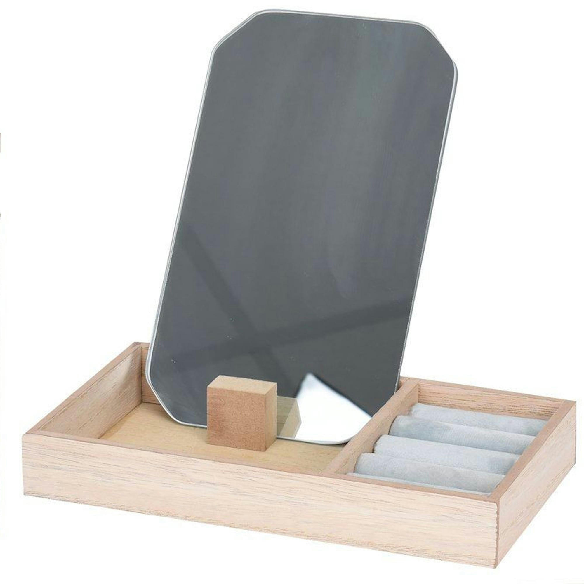 - Set de 3 boîtes à bijoux en bois et velours avec miroirs