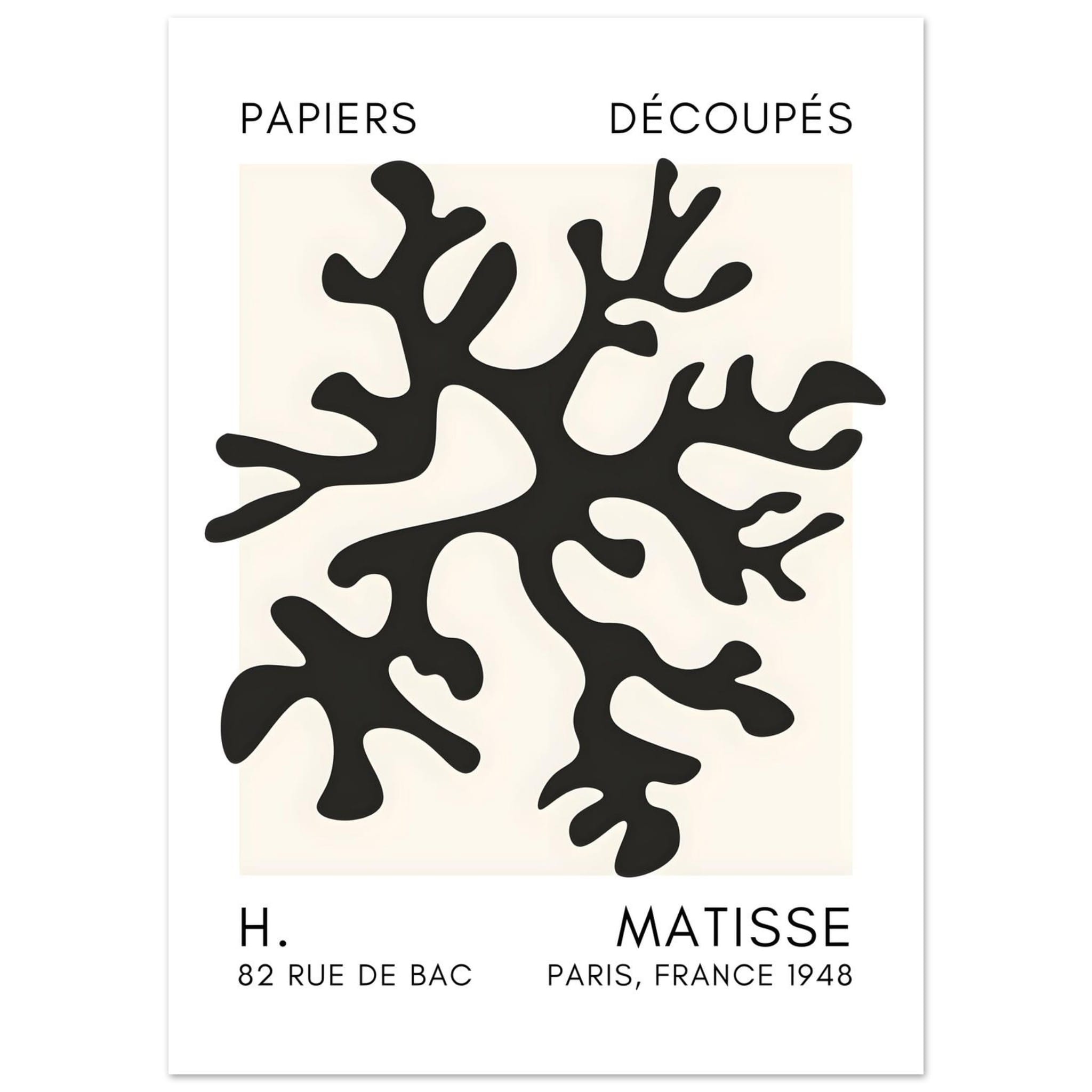 Artfulprints Poster Matisse – Dreamy coral flower black  - 50x70 cm - Zwart