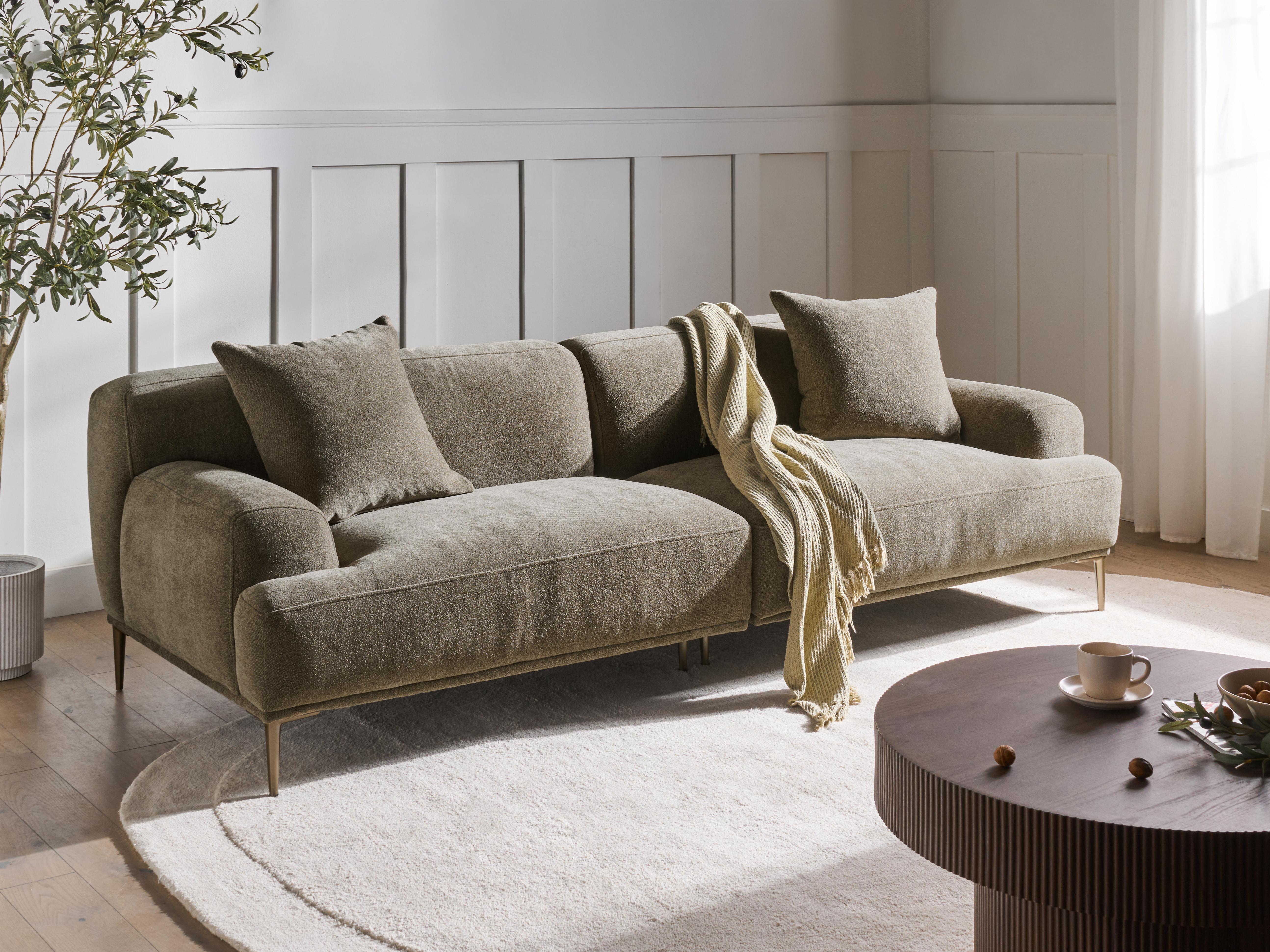 Sofa 3 Seater MATILA Fabric Light Brown