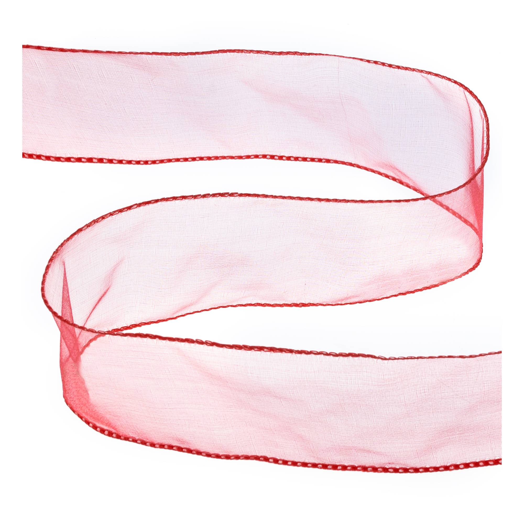 Red Wire Edge Organza Ribbon 63mm x 3m