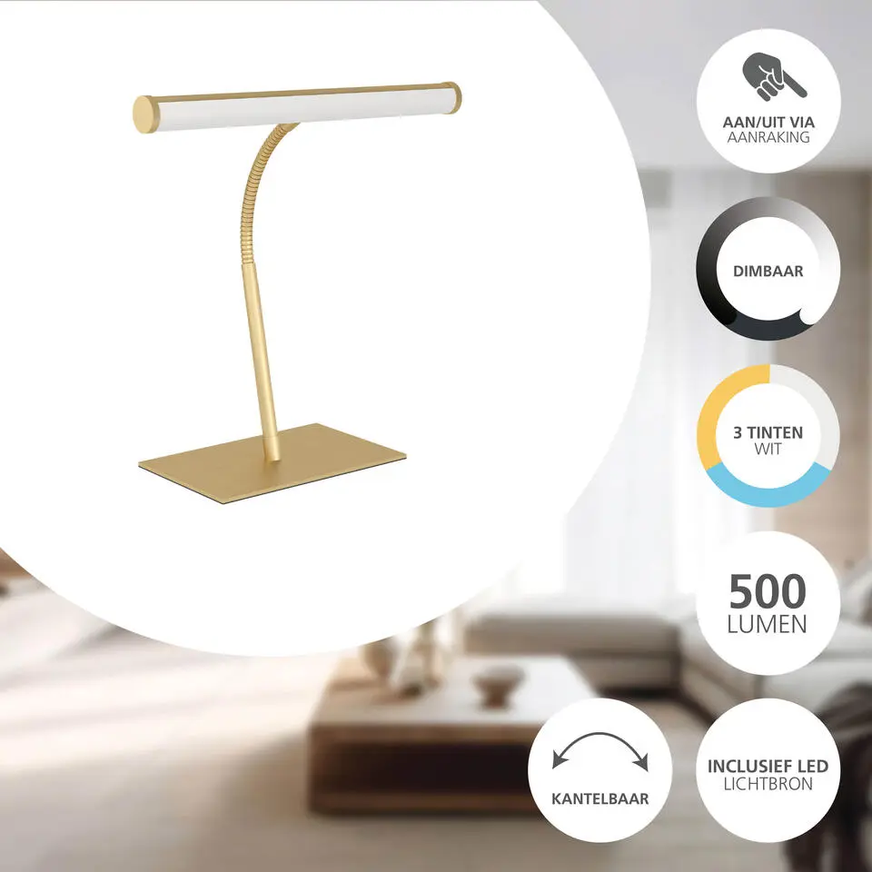 EGLO Riccione Tafellamp - Bureaulamp - 39.5 cm - Goud