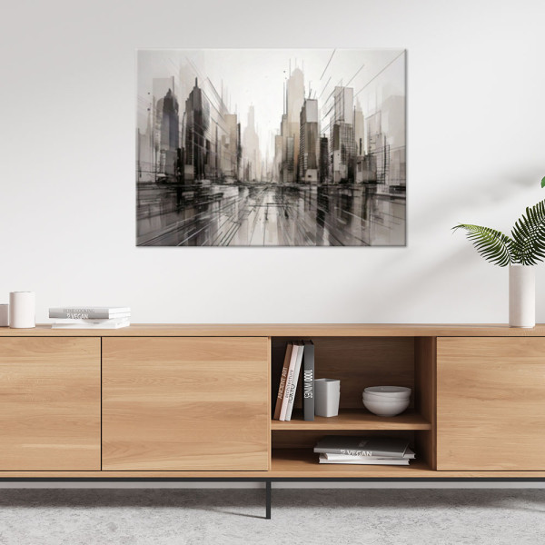 Obraz na płótnie, Miasto Abstrakcja szary beżowy 60x40