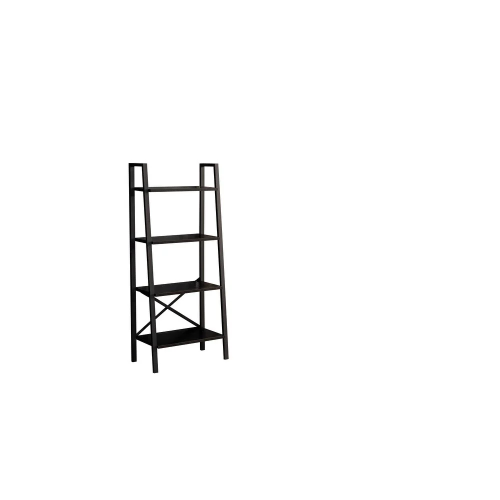 Leon 5 Tier Modern Ladder Bookshelf Organizers, Metal Frame Bookshelf
