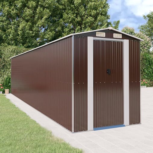 NNEVL Garden Shed Dark Brown 192x855x223 cm Galvanised Steel