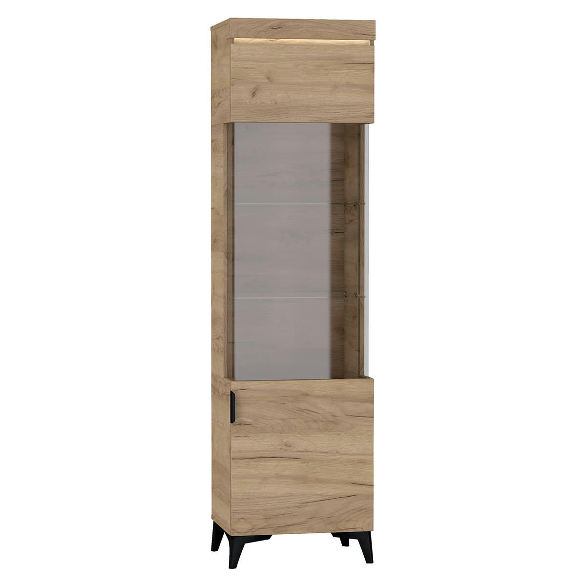 - Vitrine 1 porte LED inclus stratifiés naturel