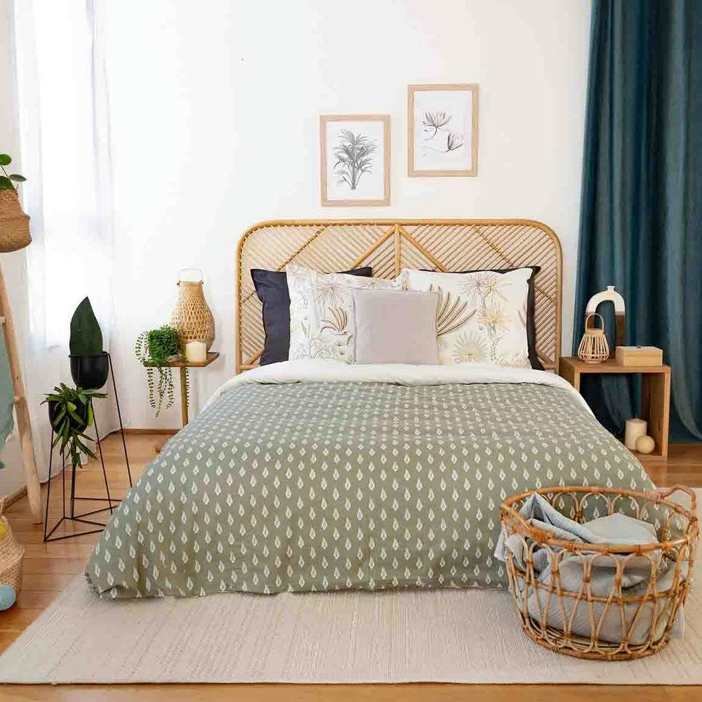 TINGUELIE - Parure de lit 2 places coton à motifs 220x240 cm