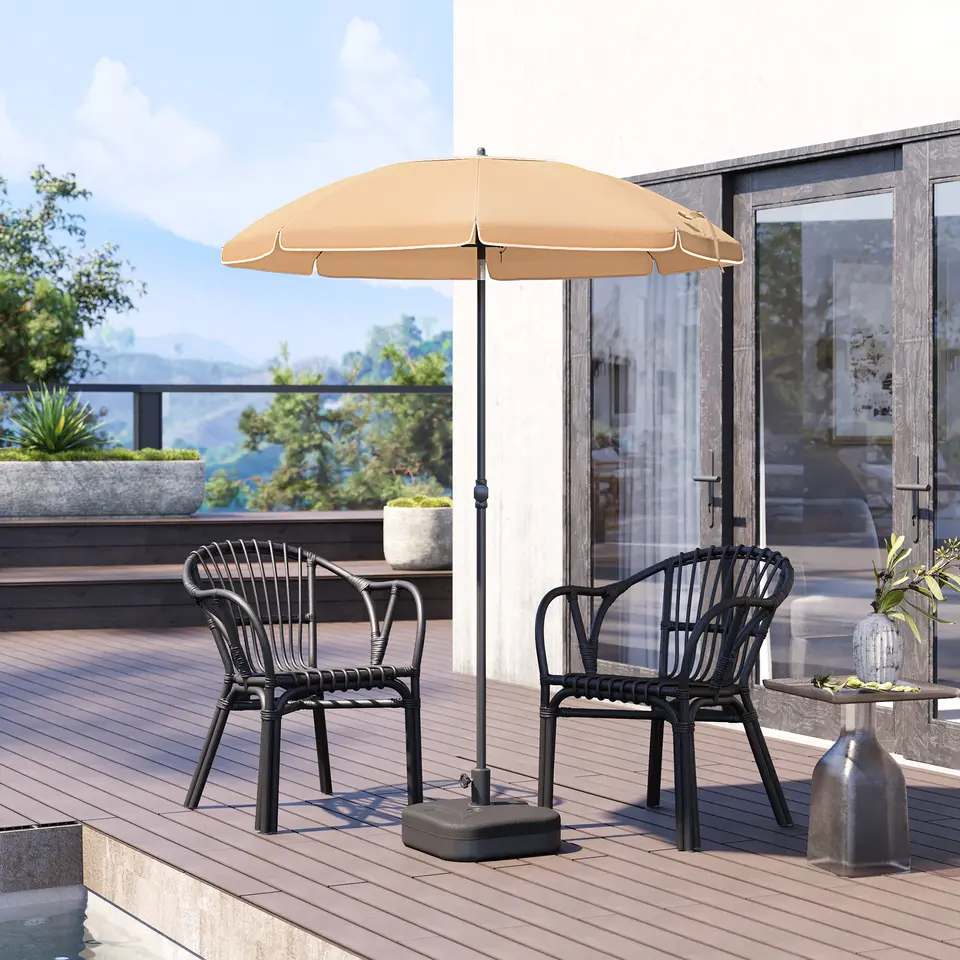 Stok Parasol - 160 cm Diameter - Ronde Tuinparasol - Kantelbaar - Taupe