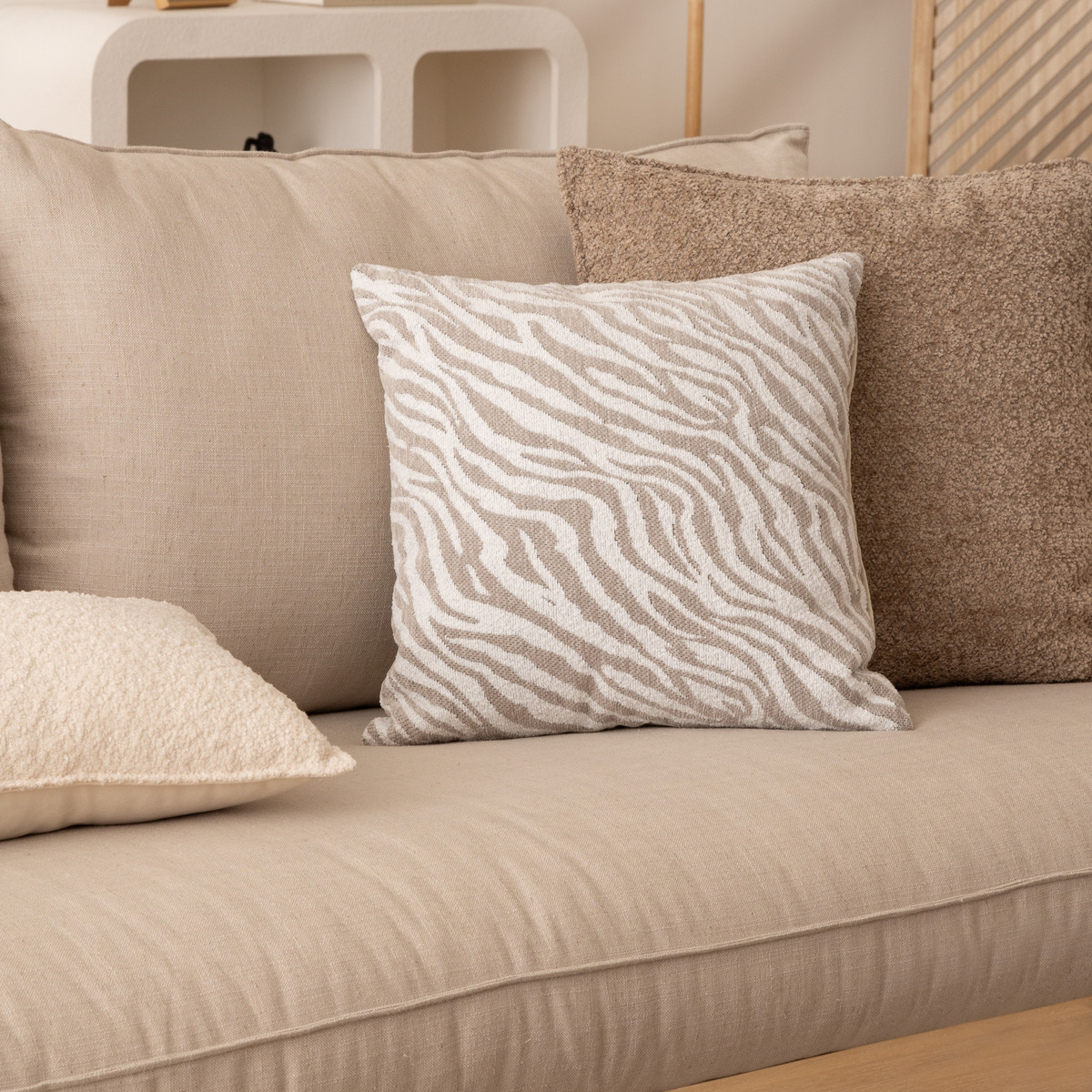 Cushion cover, chenille "Jeni" Beige Linen, 40x40 cm