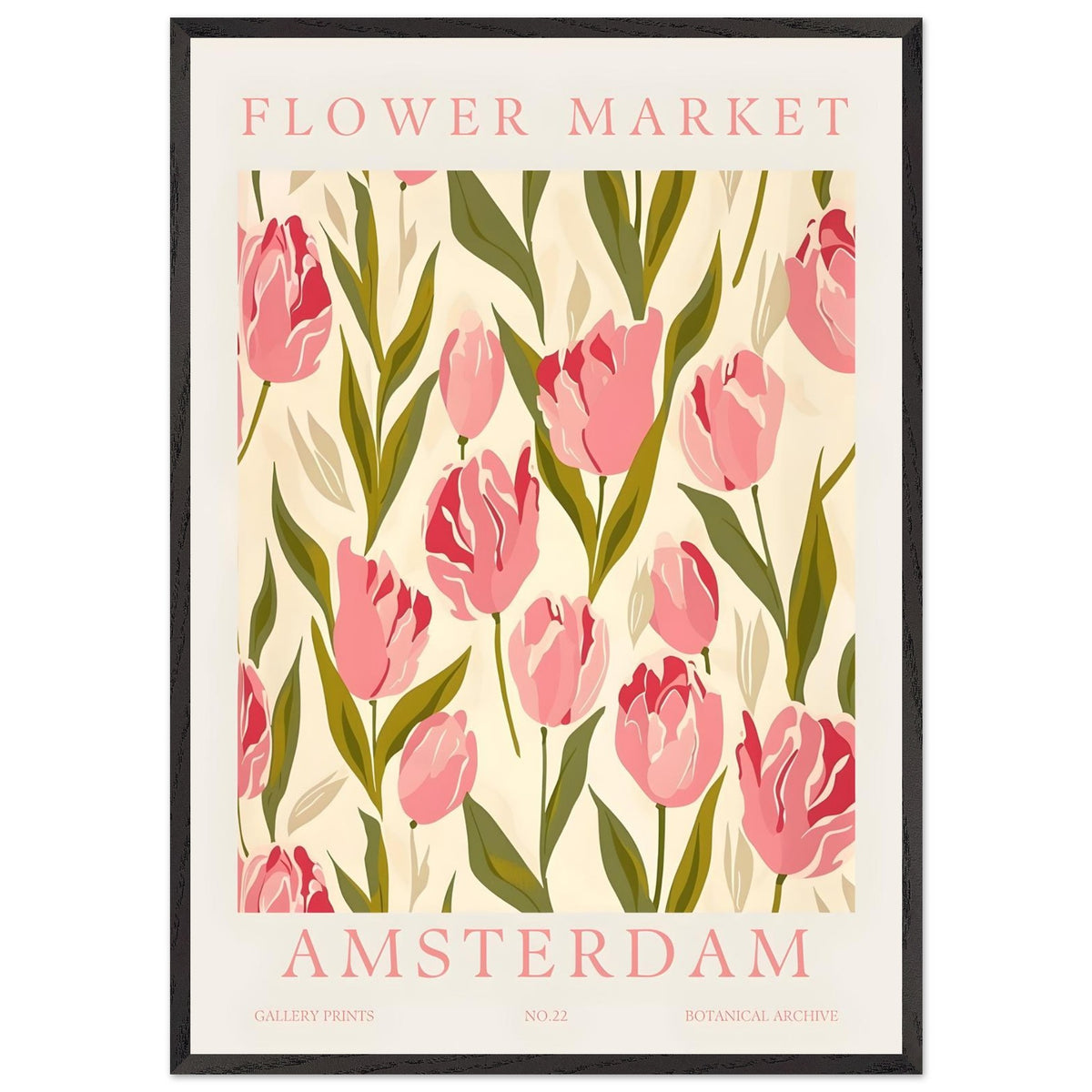 Artfulprints Poster met Lijst Flower market - Amsterdam IV  - 70x100 cm - Roze