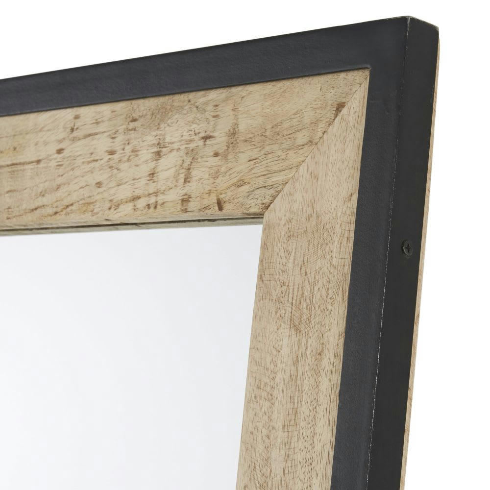 MILES - Grand miroir rectangulaire en bois de manguier et métal noir 70x170