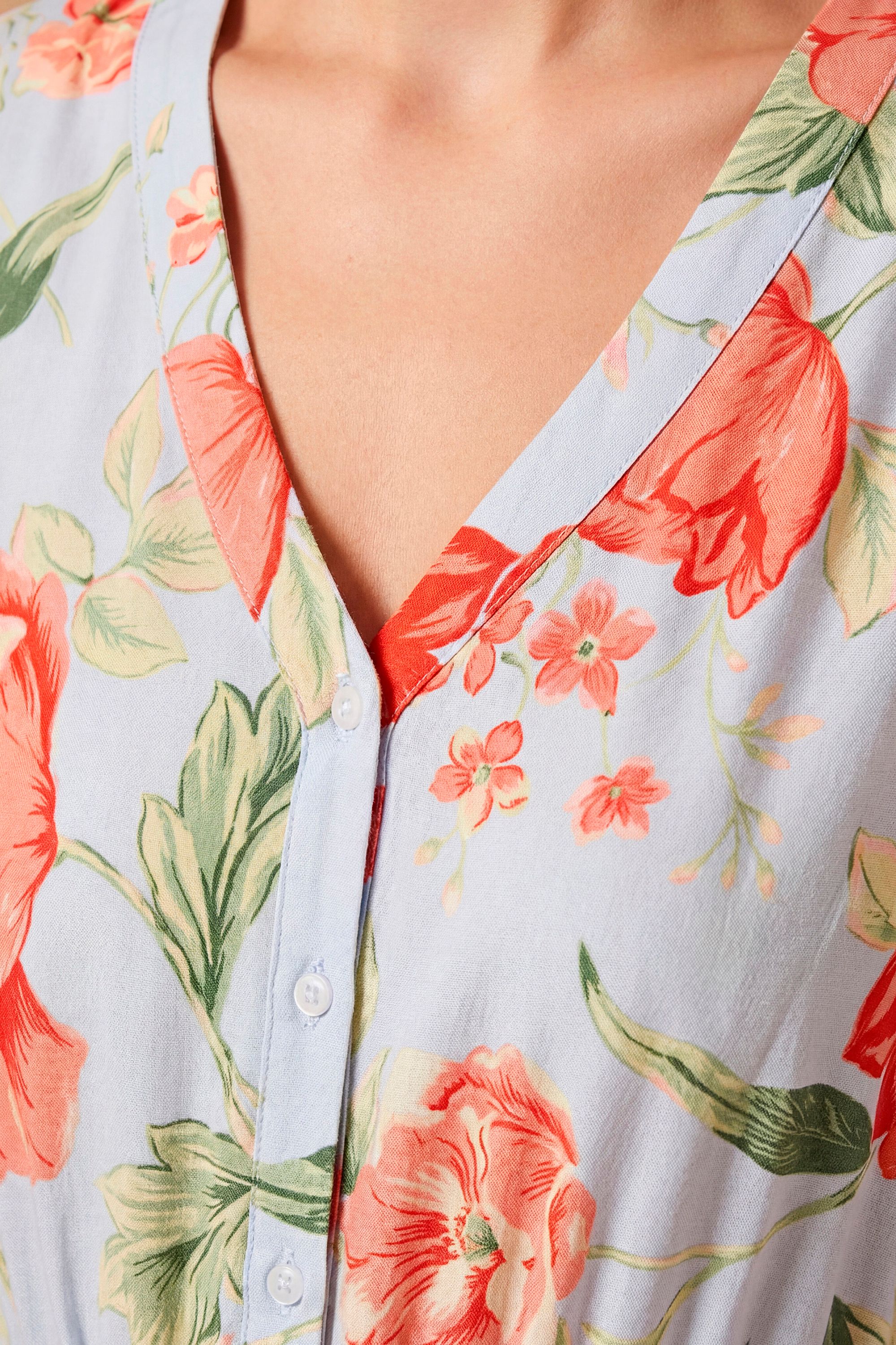 Dorothy Perkins Button Down Drawstring Waist Printed Midi Dress