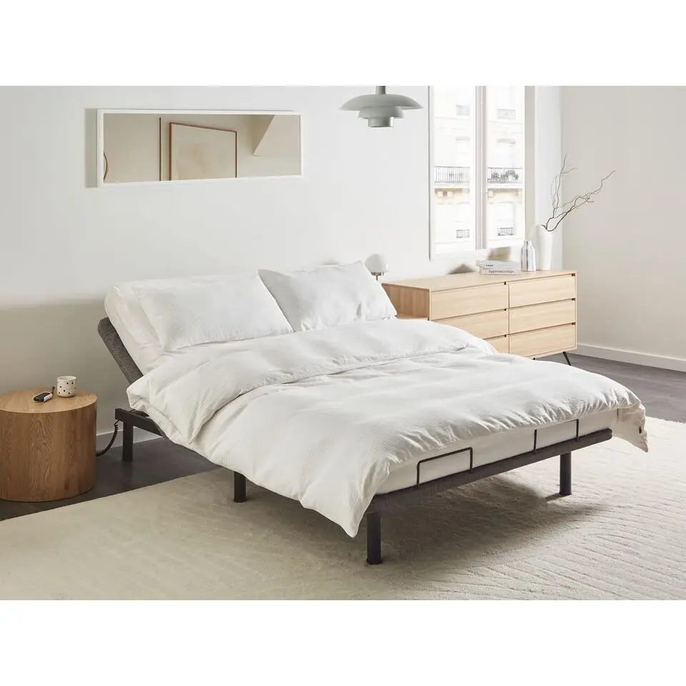 BRUNOY - Bedframe verstelbaar - Grijs - 160 x 200 cm - Polyester