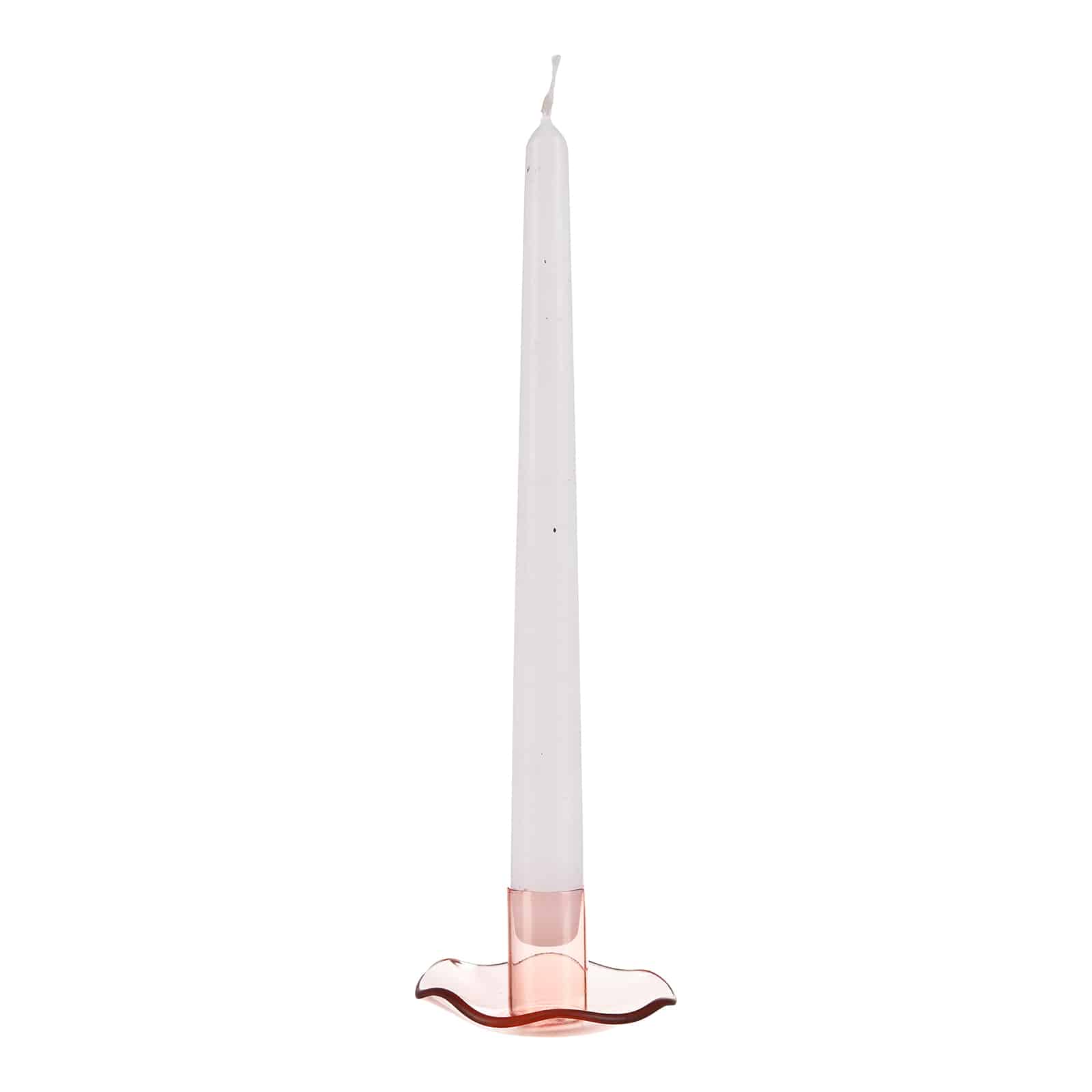 Stabkerzenhalter Glaswelle Rosa, ⌀ 8 cm, H 40 mm