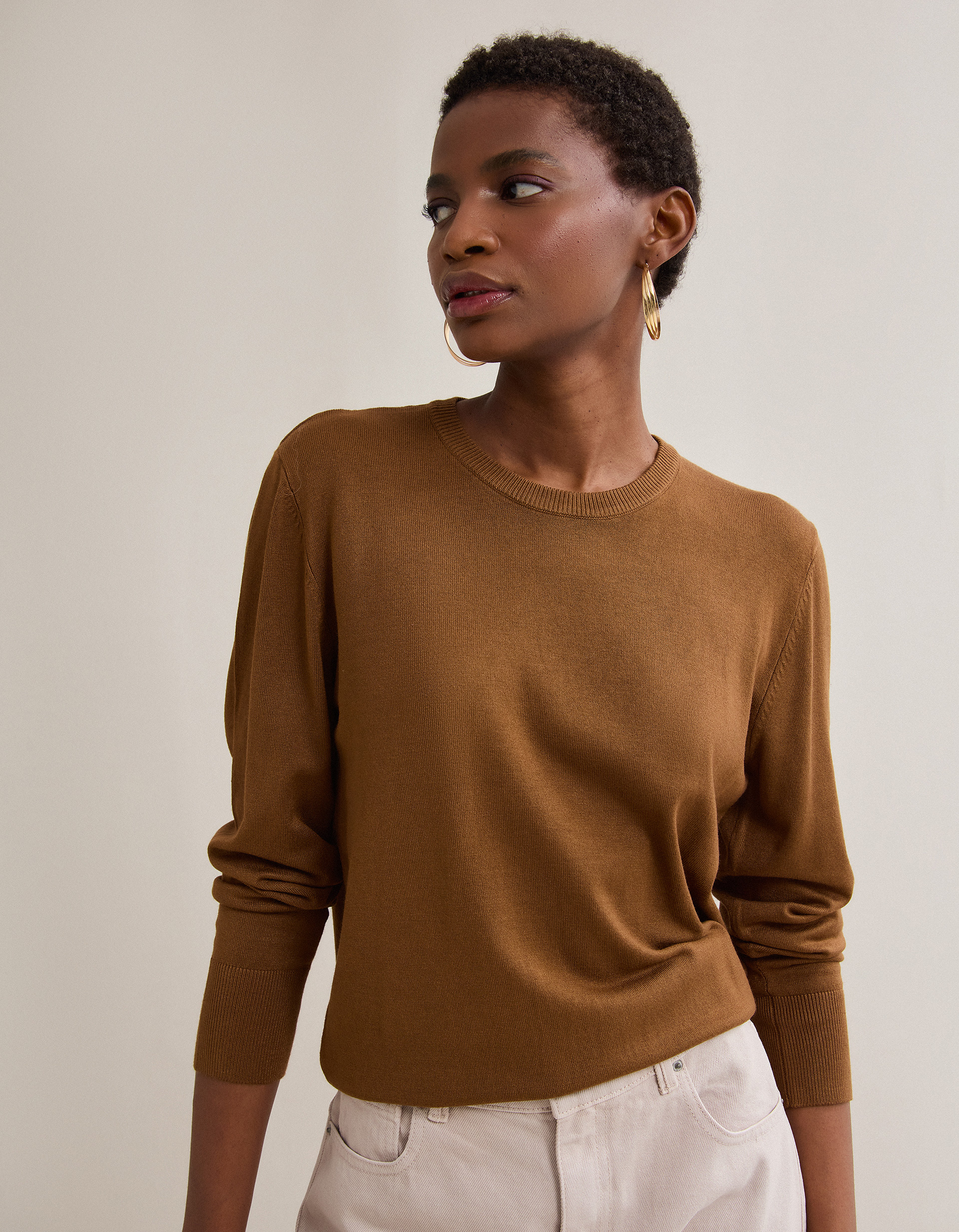 Camisola de Malha, Mulher, Bege