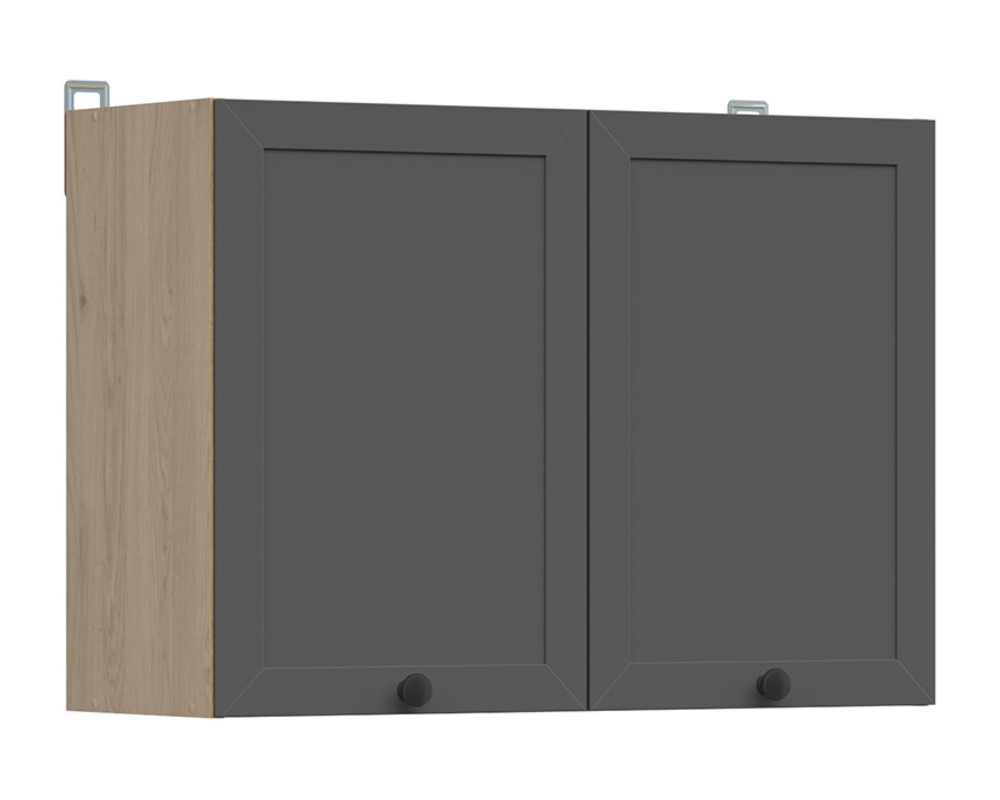 Szafka kuchenna górna Junona Line 80 cm z 2 drzwiami dąb bernstein/grafit