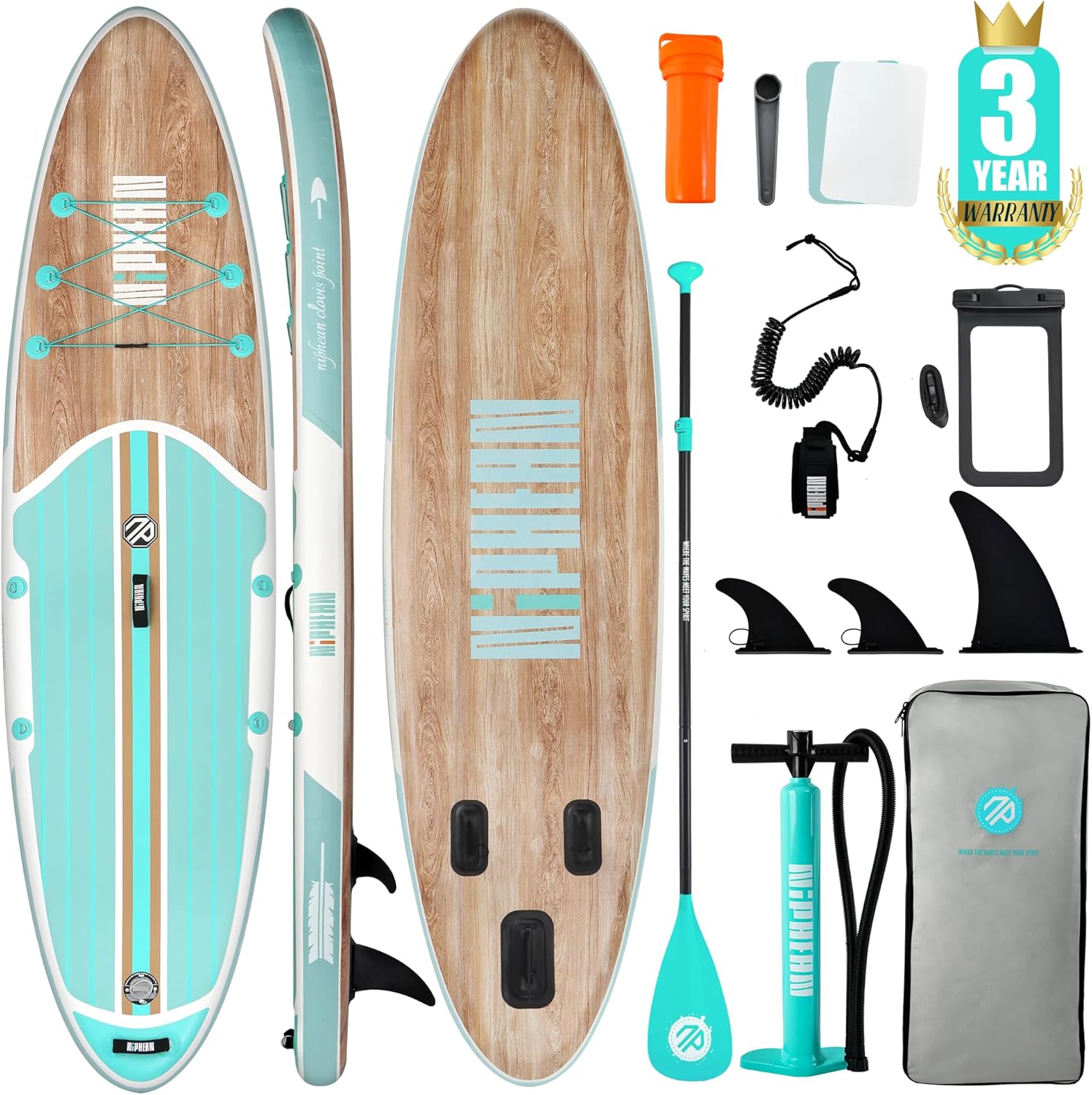 Niphean Inflatable Stand Up Paddle Board with SUP Accessories, Anti-Slip EVA Deck, 10'6'' Inflatable Paddle Boards for Adults & Youth of All Skill Levels