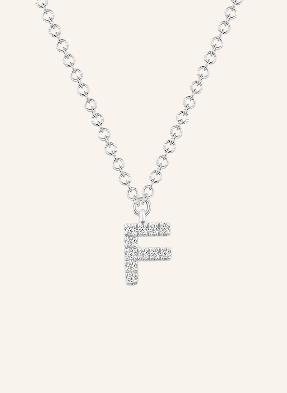 Leaf INITIALIEN Halskette „F“ aus 14 Karat Weißgold mit Diamanten