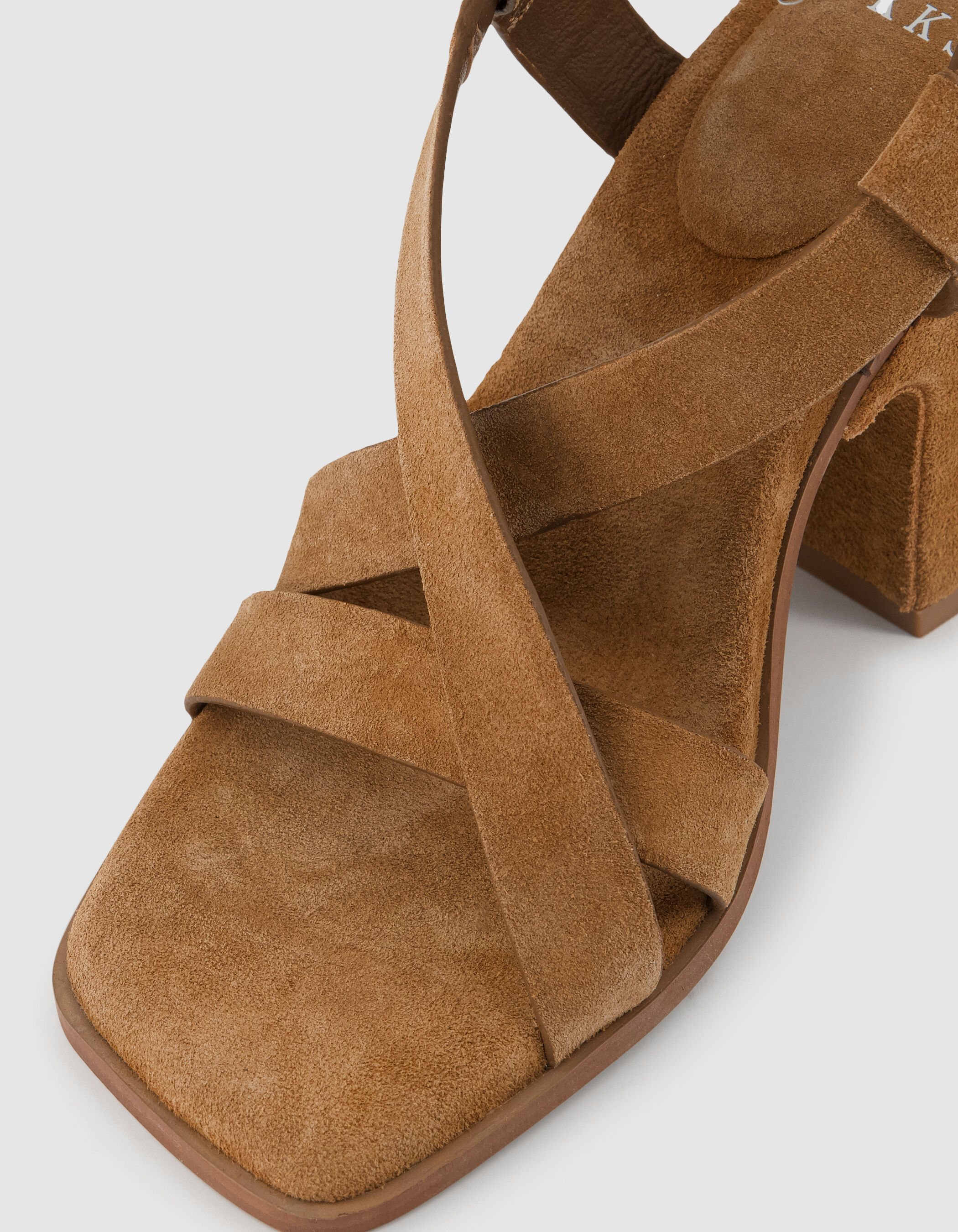 Sandales à talon taupe foncé cuir velours Femme